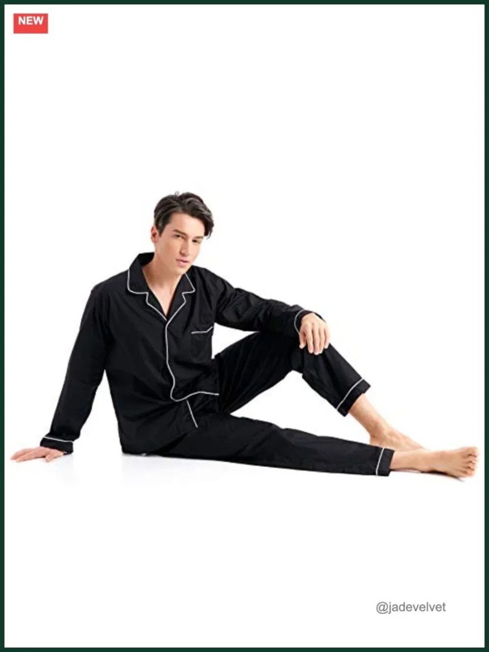 Men's Cotton Pajama Set, Long Sleeve Button-Down Woven Sleepwear